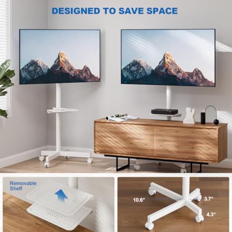 Mobile TV Stand for 23-65 Inch - Flat Panel Mount Tilt 评论和价格