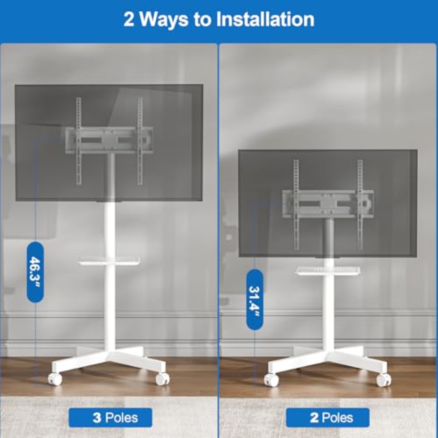 Mobile TV Stand for 23-65 Inch - Flat Panel Mount Tilt 评论和价格