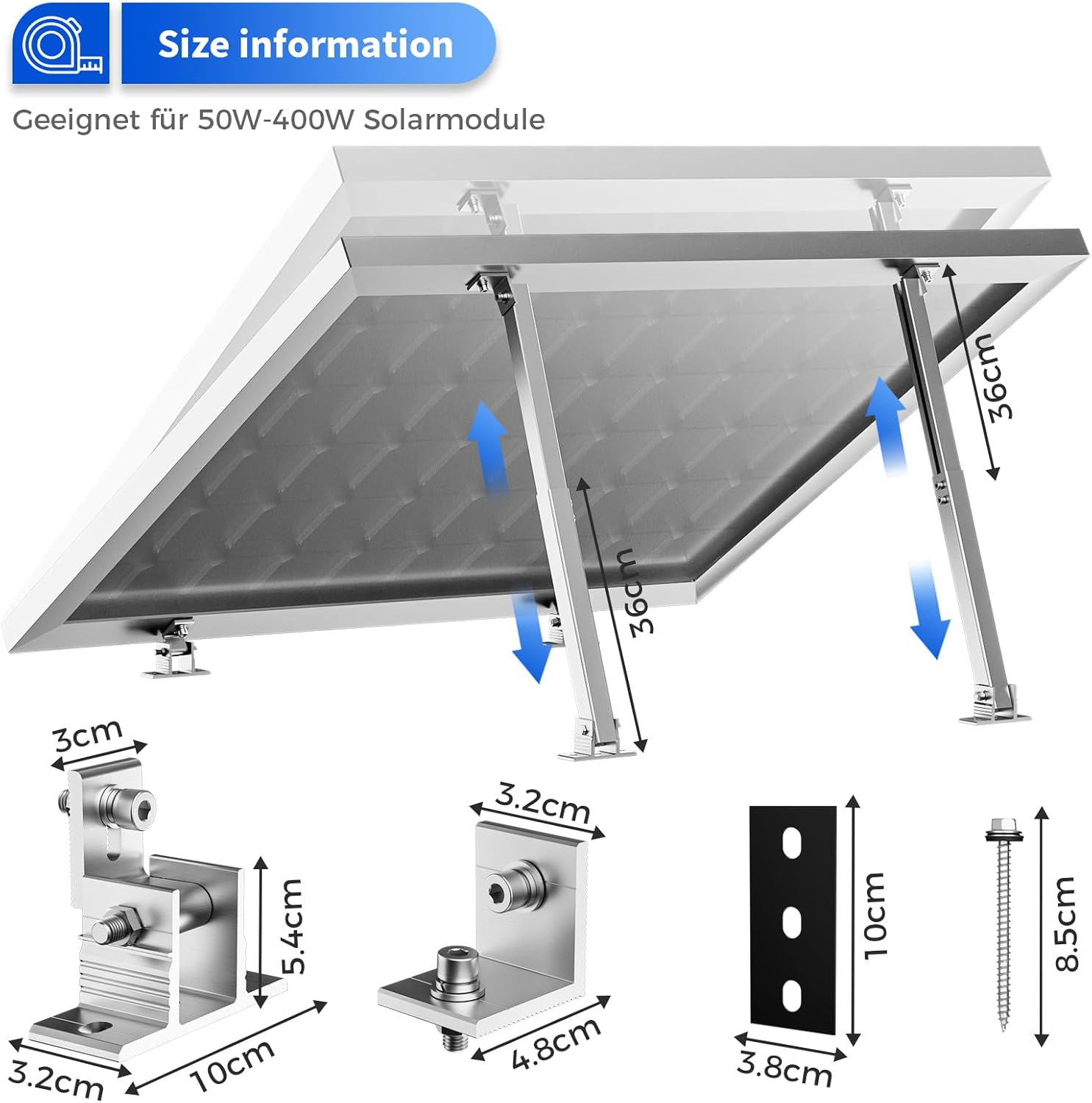 2 Set Adjustable Solar Panel T - Flat Panel Mount Tilt 评论和价格